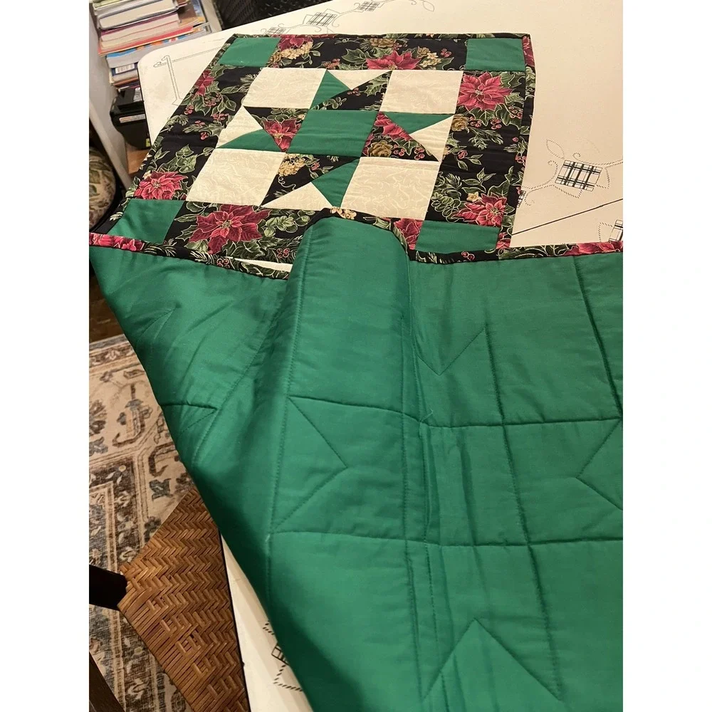 Handmade Quilted Christmas Table Runner Star BlocksCountry 68